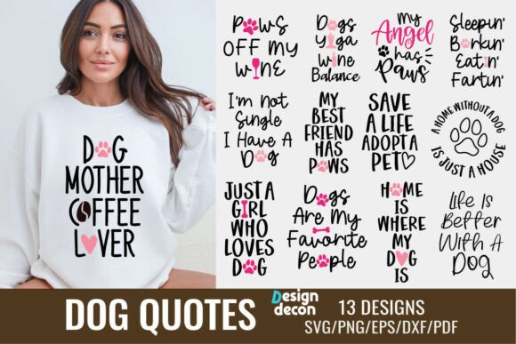 Dog Mom Quotes SVG PNG Bundle
