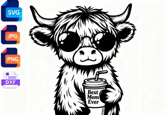 Highland Cow Best Mom Ever SVG Mom Gift