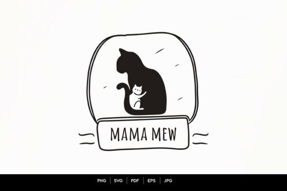 Mama Mew Cat Mom Silhouette Design